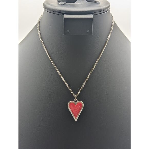 NWT Brighton Dazzling Promo Red Enamel Heart Silver Tone Pendant Necklace - Picture 1 of 6